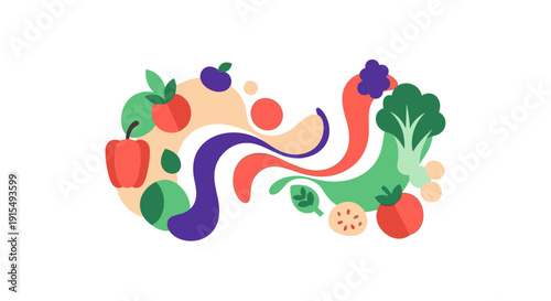 Colorful abstract design on various supplement packaging.