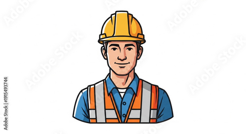 Construction Worker Wearing Hard Hat.