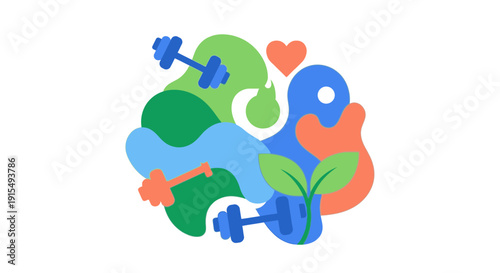 Colorful abstract design on various supplement packaging.