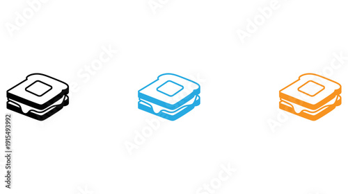 Three stylized icons representing different types of storage devices isolated on transparent background, Vector