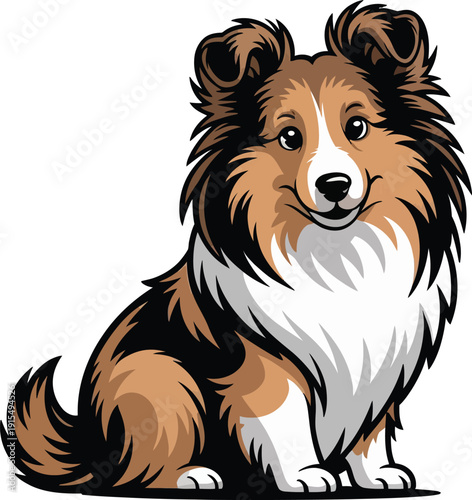 Cute cartoon a illustrator vector shetland sheepdog