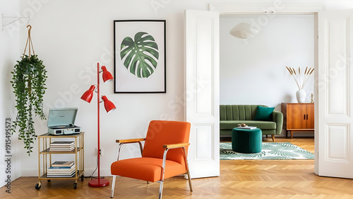 Modern Living Room Design, Cozy Furniture, Stylish Decor, Home Interior, Bright Environment, Wide Angle View, Aesthetic Inspiration