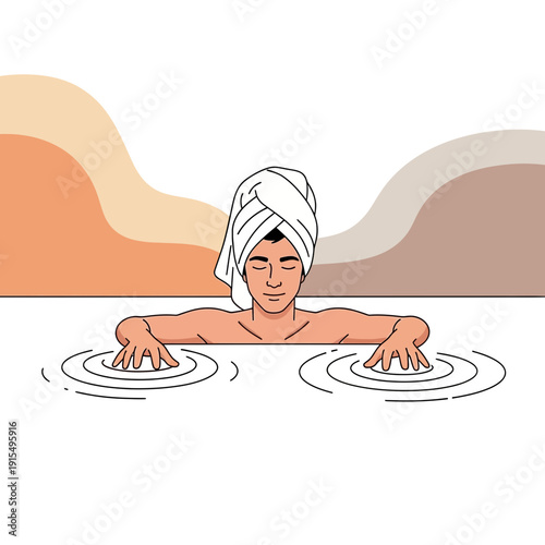 Serene Woman Enjoying A Relaxing Spa Experience Wrapped In Towel