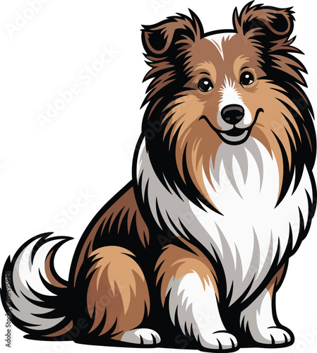 Cute cartoon a illustrator vector shetland sheepdog