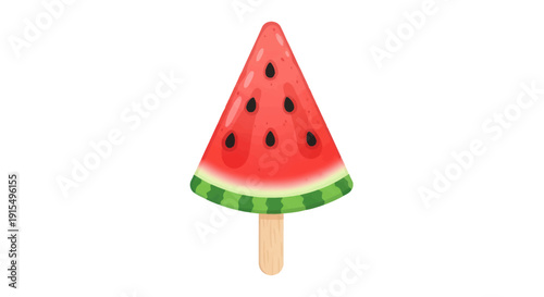 Refreshing Watermelon Slice Popsicle on a Wooden Stick.