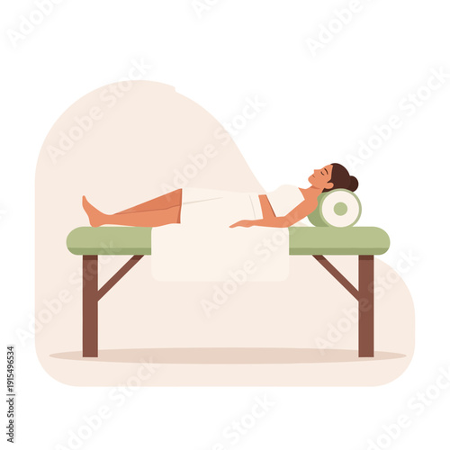 Serene Woman Receiving Relaxing Spa Treatment On Massage Table