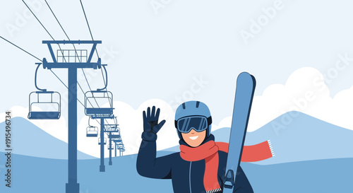 Ski Lift Operator Welcoming Winter Athletes To Mountain Slopes