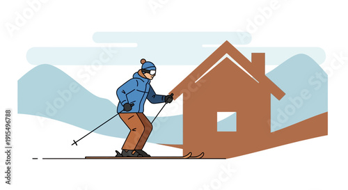 Skiing Adventure By A Cozy Mountain Cabin Getaway Destination