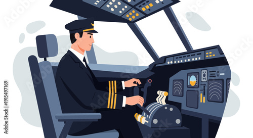 Skilled Pilot Navigates Aircraft Cockpit With Precision and Confidence