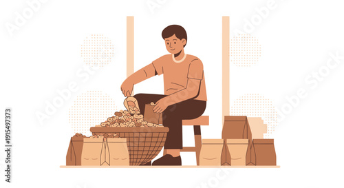 Small Business Owner Packaging Fresh Roasted Nuts