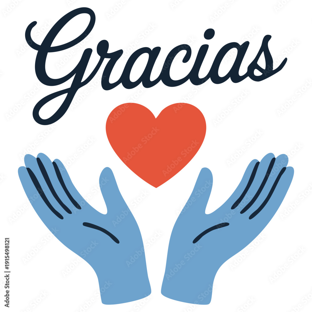 Obraz premium Thank you healthcare professionals with Gracias text vector illustration