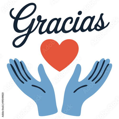 Thank you healthcare professionals with Gracias text vector illustration