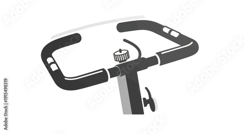 Stylized Exercise Bike Handlebar with Grips and Central Control.