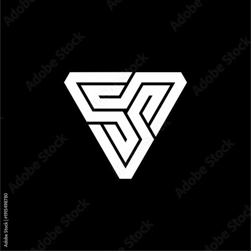 Sleek, thin-lined S-shapes weaving into a sharp, inverted triangle with an open, airy feel.