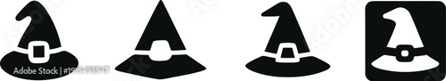 Witch hat icon set, halloween Hat Icon set. Party hat icon set, Stylish hat, Vector illustraion !	