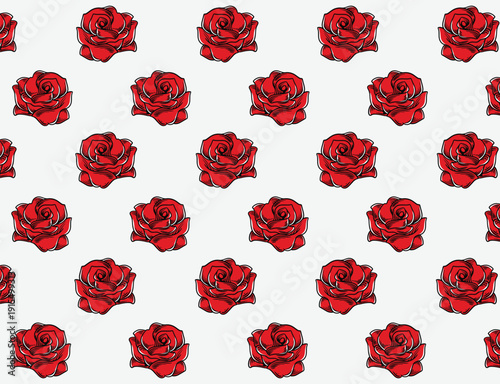 Red Rose Pattern Seamless Floral Background