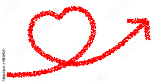 クレヨン風手描きのハート矢印