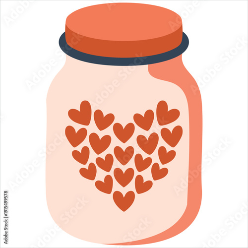 Big jar filled with hearts for donation concept vector illustration