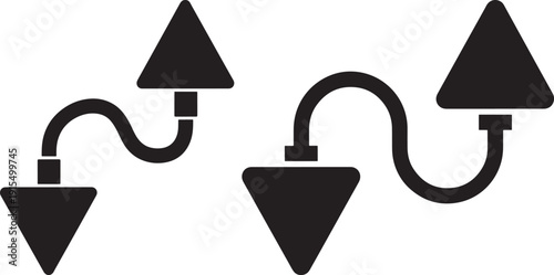 Directional Arrows Vector: Up and Down Movement, Progress, and Workflow Concept with Wavy Lines