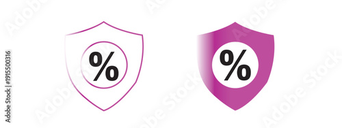 Percentage symbol within a shield icon representing protection.