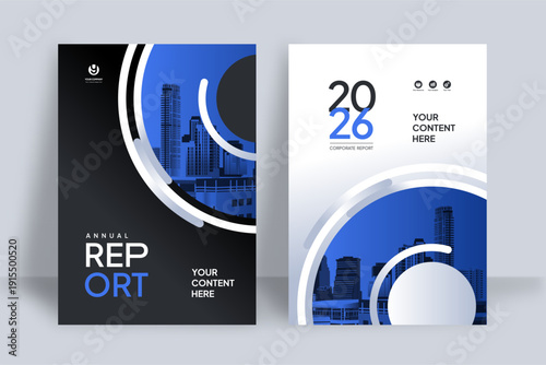 Business Report Cover Template – Blue Geometric Layout (A4)