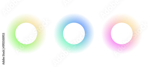 Gradient circles background, color gradation with halftone effect. Vibrant design colorful swirls. Gradient blur circle pattern with grain dots design. Rainbow rgb color spectrum. Vector illustration