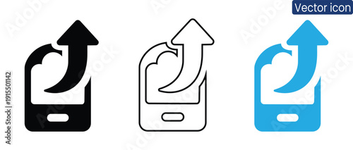 Professional vector icons for cloud upload and mobile technology