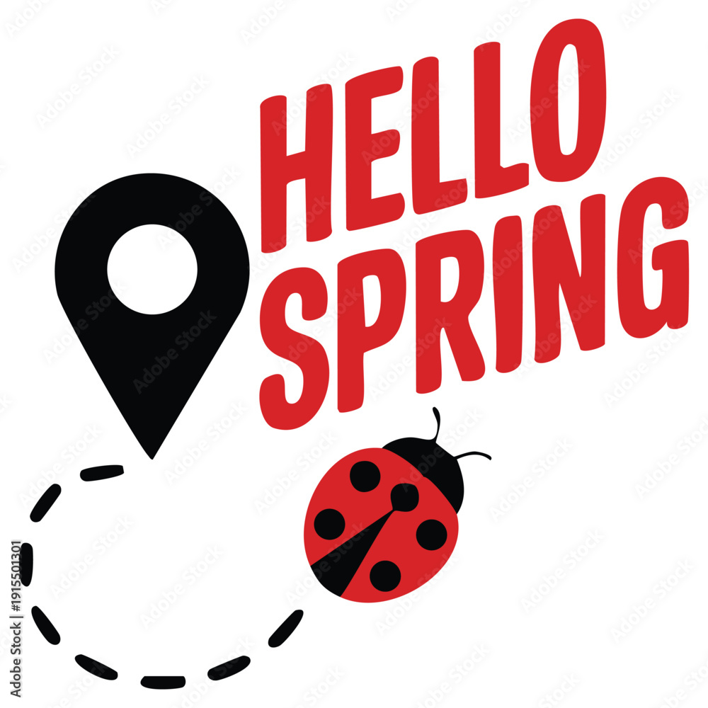 Fototapeta premium Cute insect with navigation path for spring concepts vector design