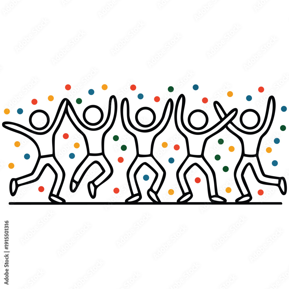 Fototapeta premium Dancing happy stickman for party and entertainment themes vector illustration
