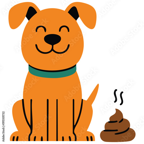Clean up after dog concept with pooping pet vector illustration
