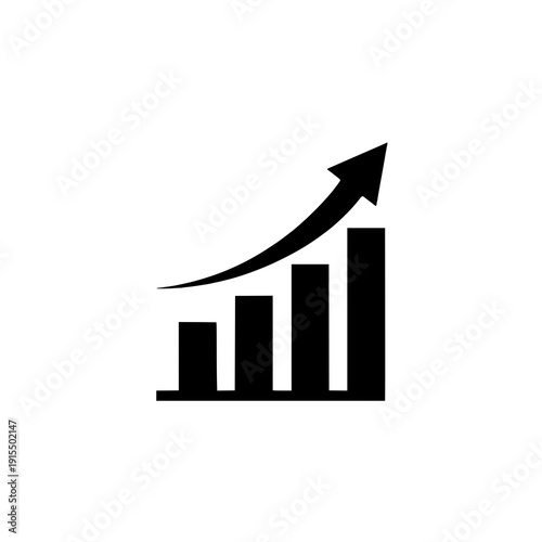 Graphic illustration showing growth and upward trend with bar and arrow design