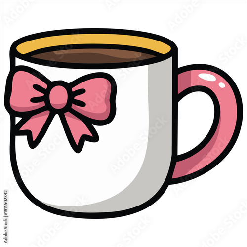 Hot beverage with ribbon for cozy concepts vector design
