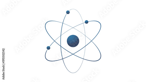 A stylized depiction of an atom with orbiting electrons