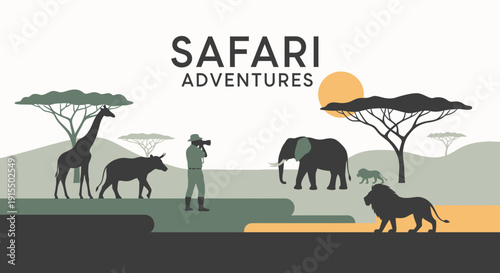 Stylized African Safari Wildlife Photography Adventure Scene