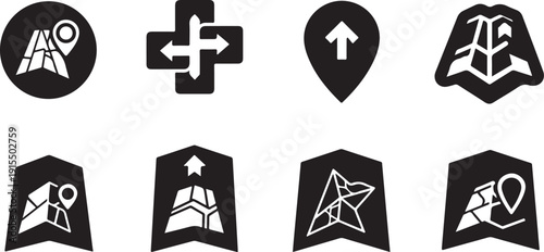 Navigation icons for mapping and direction finding services online