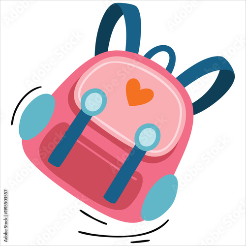 Stylish Cartoon Style Backpack in Bright Pink Perfect for Back to School Themes