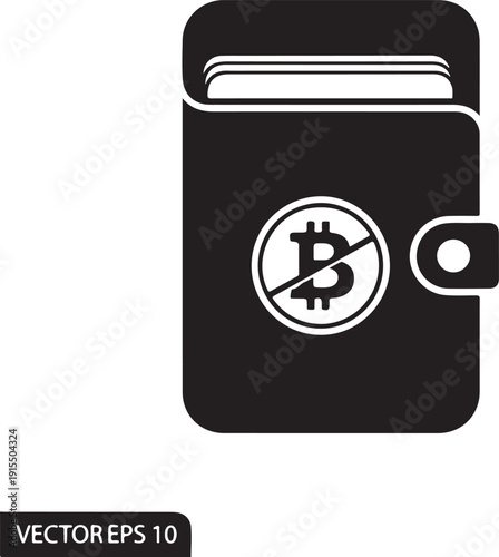 Black wallet with no bitcoin symbol cryptocurrency forbidden desig