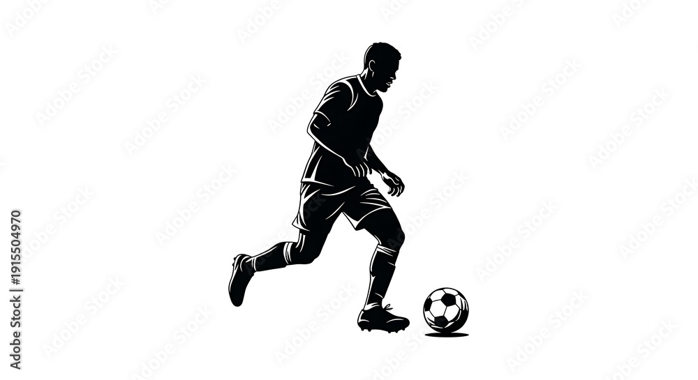 Fototapeta premium Action-oriented soccer player stencil design perfect for apparel printing, athletic merchandise, and competitive sports marketing materials