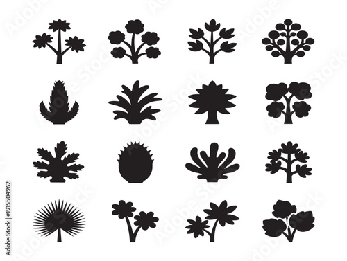 Vibrant jungle plants silhouette for stunning rainforest and adventure designs