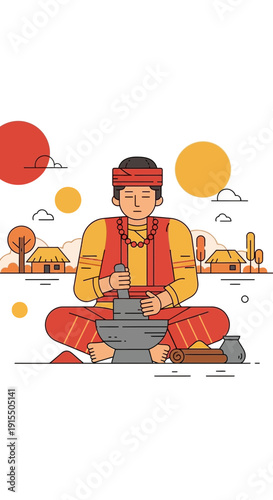 Traditional Herbalist Preparing Natural Medicine In A Rural Setting