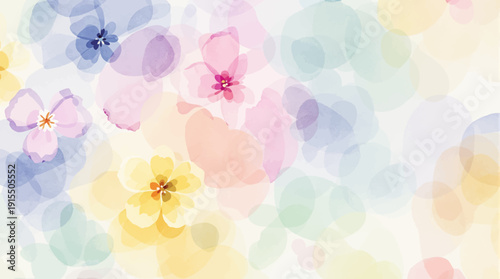 Airy pastel flowers encircling a minimalist background for stylish invitations and cards