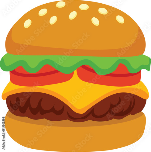 burger fast food flat style