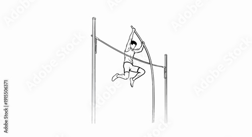 Athlete in mid-air performing a pole vault over a bar