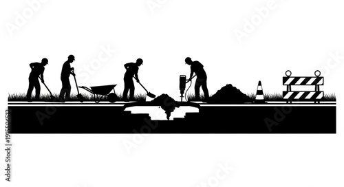 Construction Workers Laboring on Site.