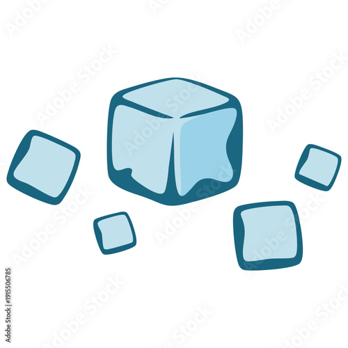 Refreshing Pile of Blue Ice Cubes in a Cartoon Style Color Vector Illustration
