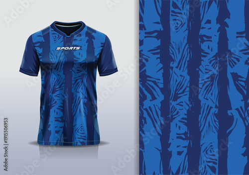 T-shirt mockup abstract texture grunge sport jersey design for football, soccer, racing, esports, running, blue navy color