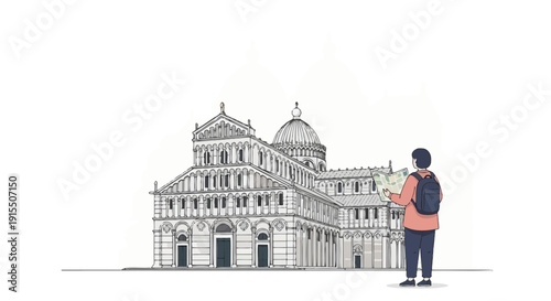 Traveler With Map Discovering Iconic European Architecture