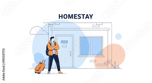 Traveller Arrives At Charming Homestay Accommodation