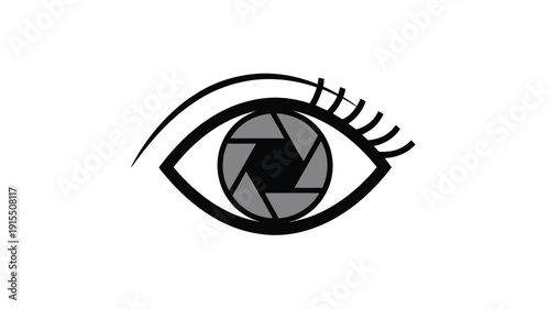 An eye incorporating a camera aperture a visual metaphor for photography