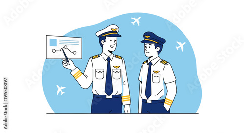 Two Pilots Discussing Aviation Charts and Flight Planning